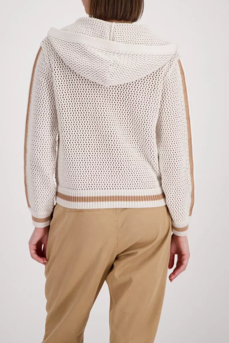 Monari-Cardigan with ajour structure-410283-124 Champagne beige-BEIGE