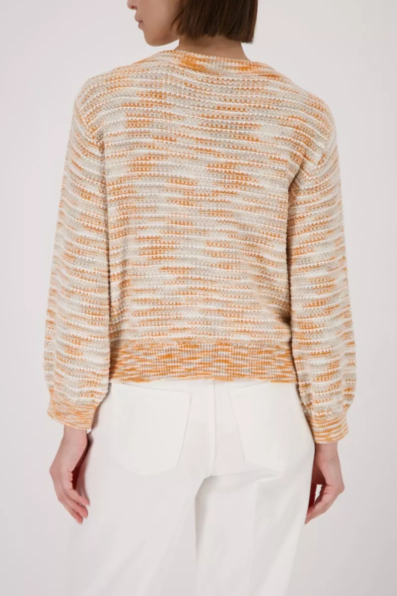 Monari-Cardigan with woven texture-410384-124 Champagne beige-BEIGE