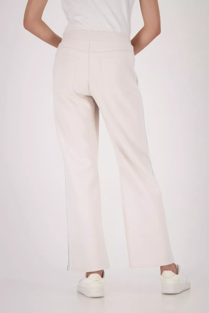 Monari-Joggers with lurex stripes-410336-124 Champagne beige-BEIGE