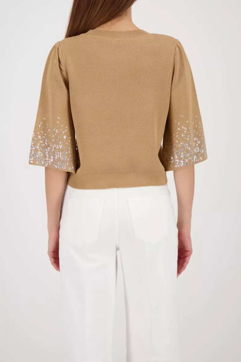 Monari-Jumper with jewelry details-410274-546 Biscotti-BRUIN