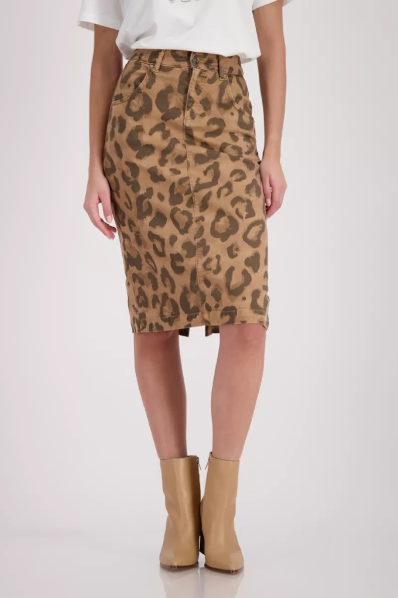 Monari-Skirt with leopard pattern-410094-548 Biscotti pattern-BRUIN