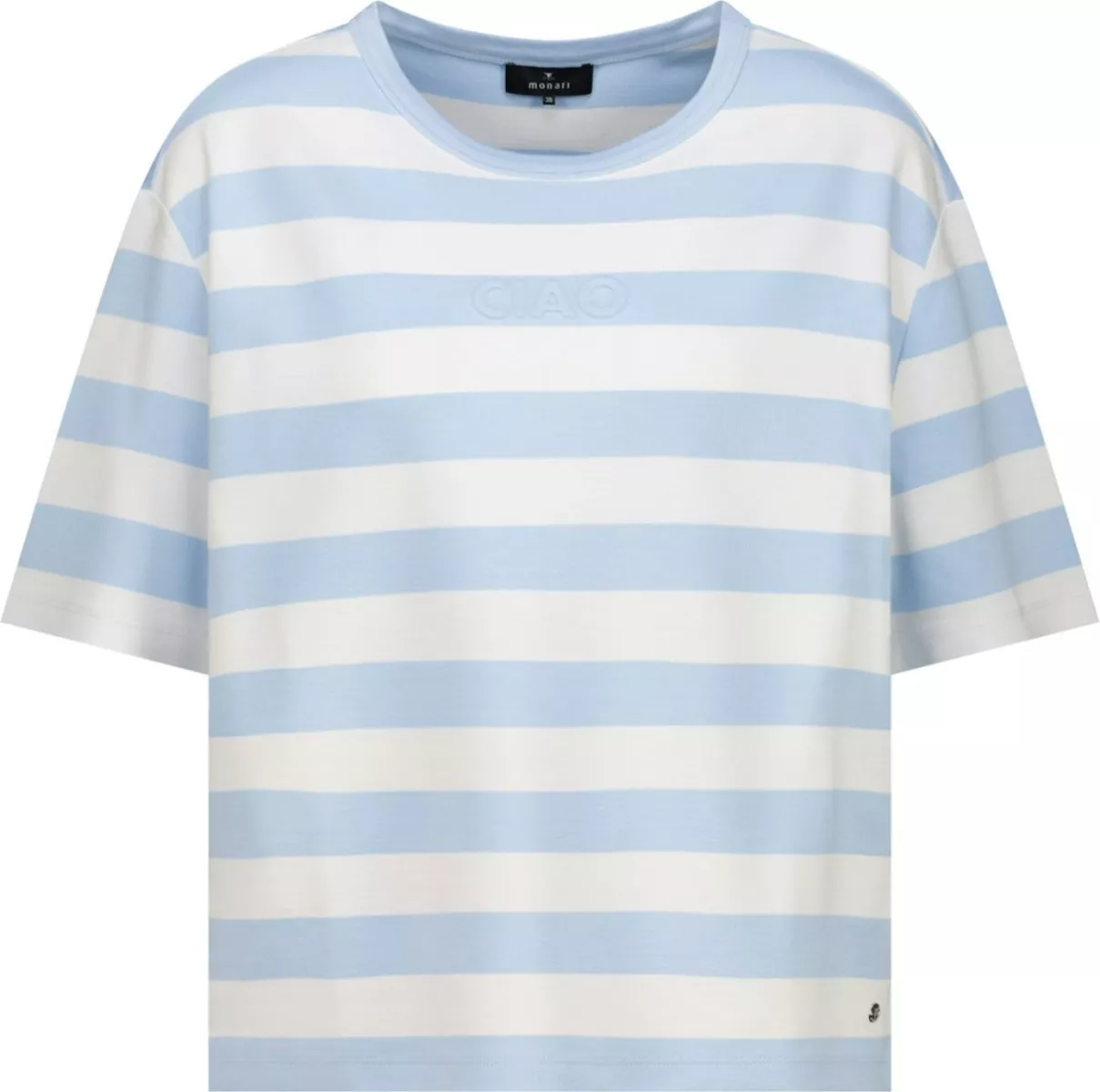 Monari-Sweatshirt with stripes-410126-739 Light sky blue-LICHT BLAUW