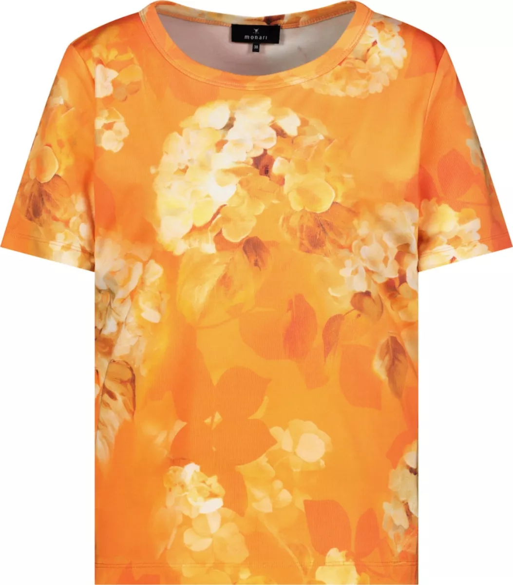 Monari-T-shirt with floral pattern-410116-255 Aperitif pattern-ORANJE