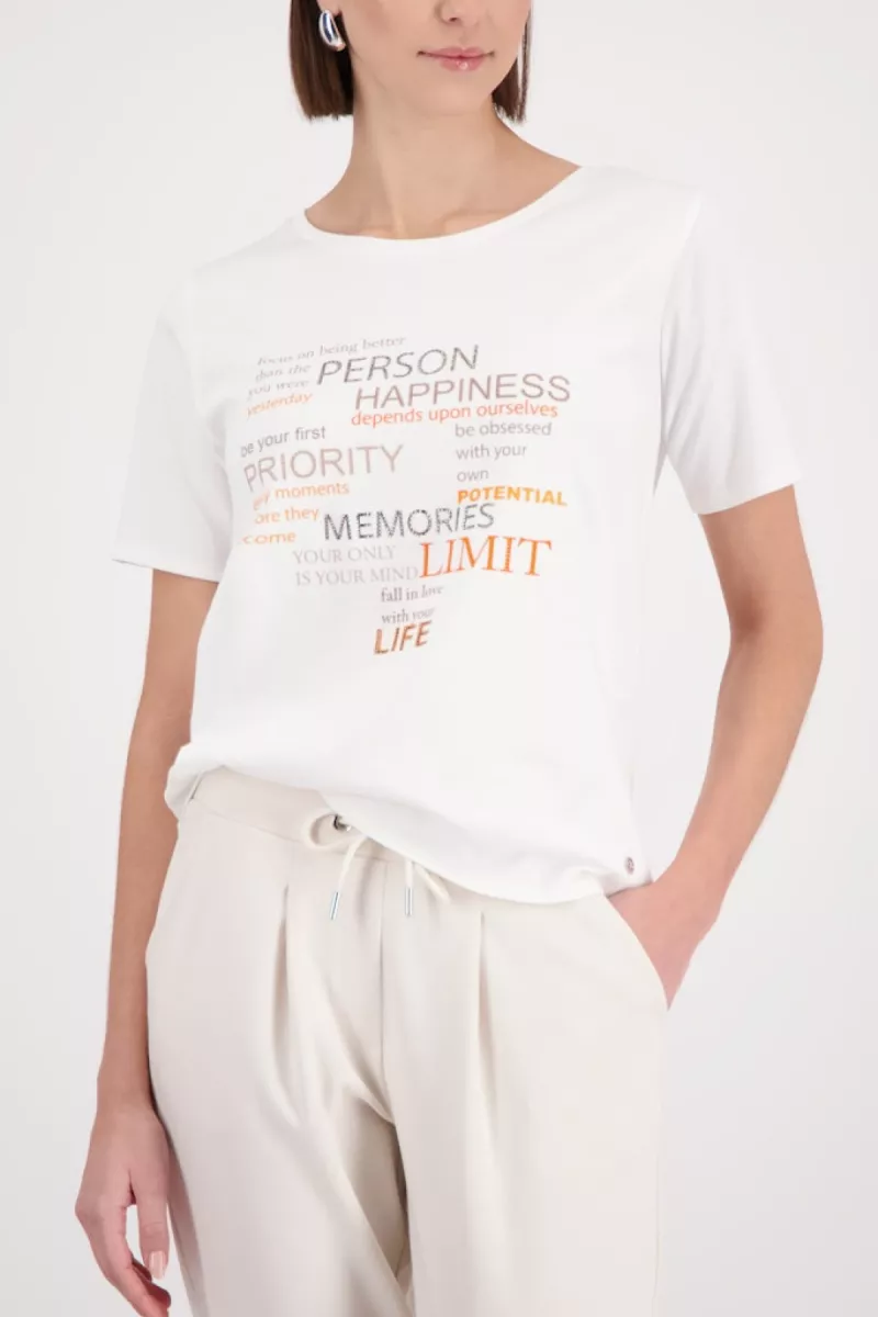 Monari-T-shirt with rhinestones-410466-102 Off white-OFF WHITE
