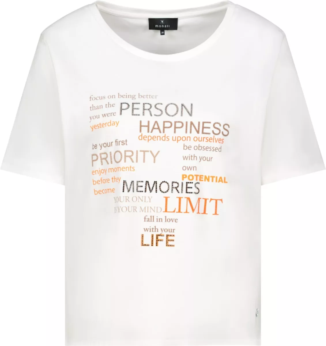 Monari-T-shirt with rhinestones-410466-102 Off white-OFF WHITE