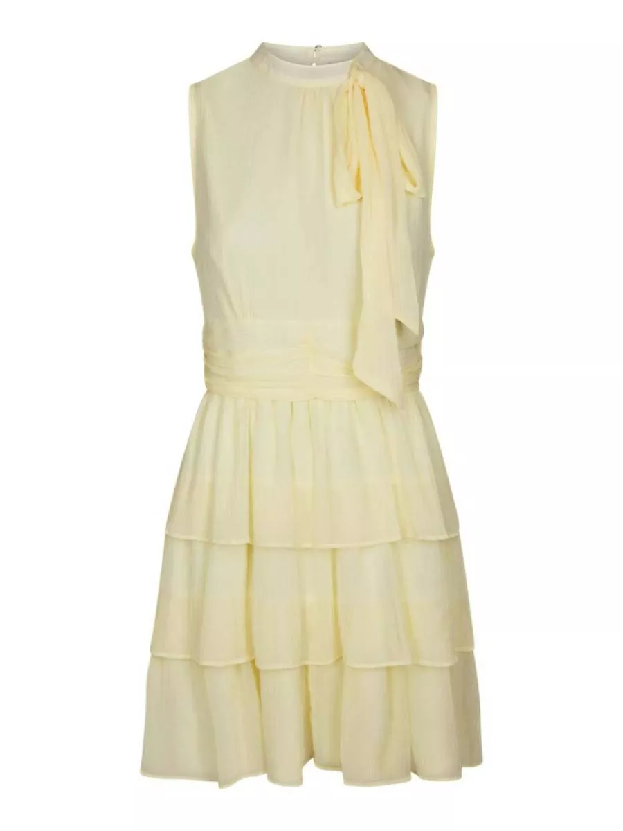 Neo Noir-May Solid Chiffon Dress-168430-191 Light Yellow-GEEL