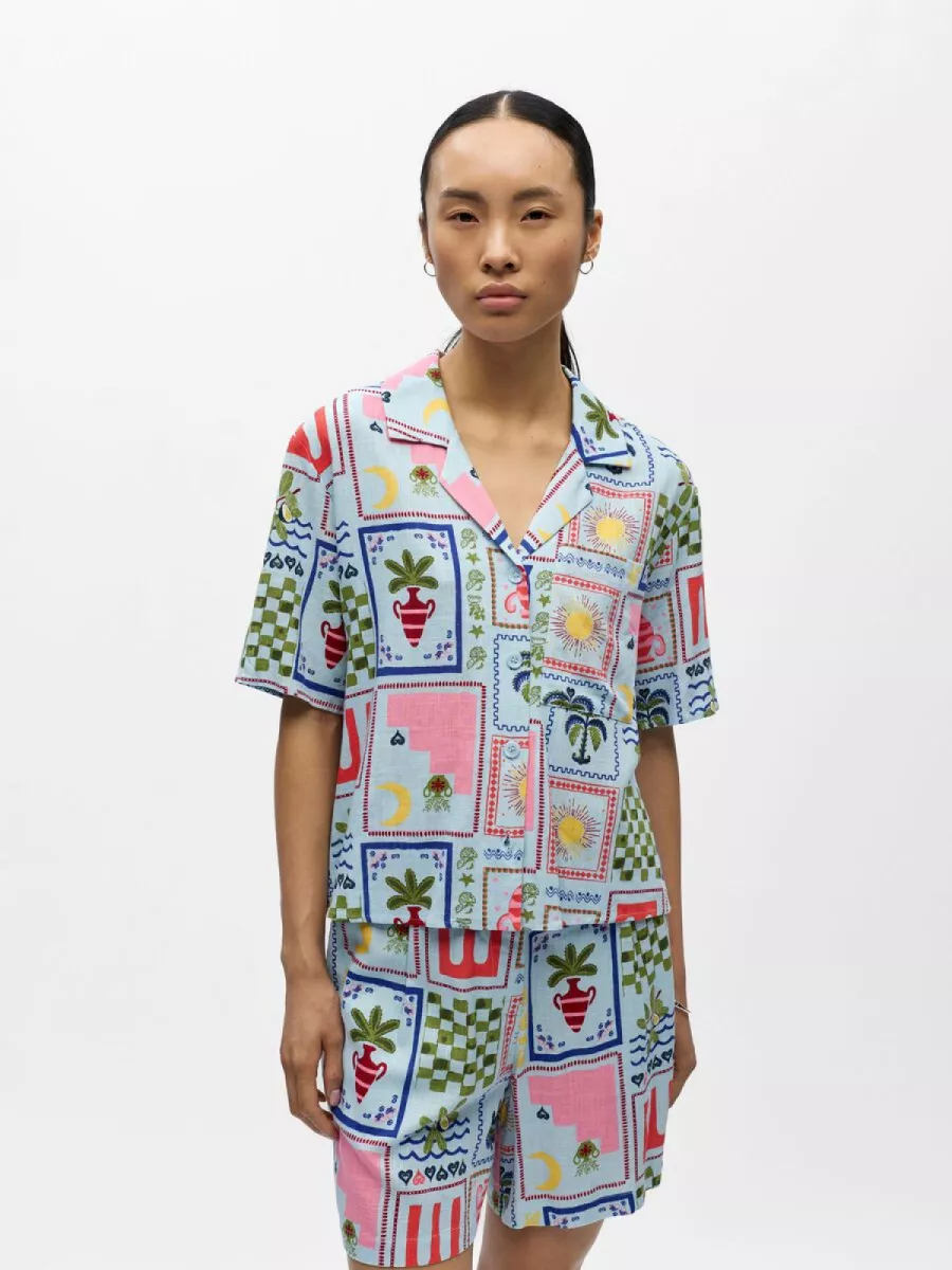 OBJECT-OBJEDIE S/S RE SHIRT 144-23048759-Winter Sky-BLAUW COMBINATIE