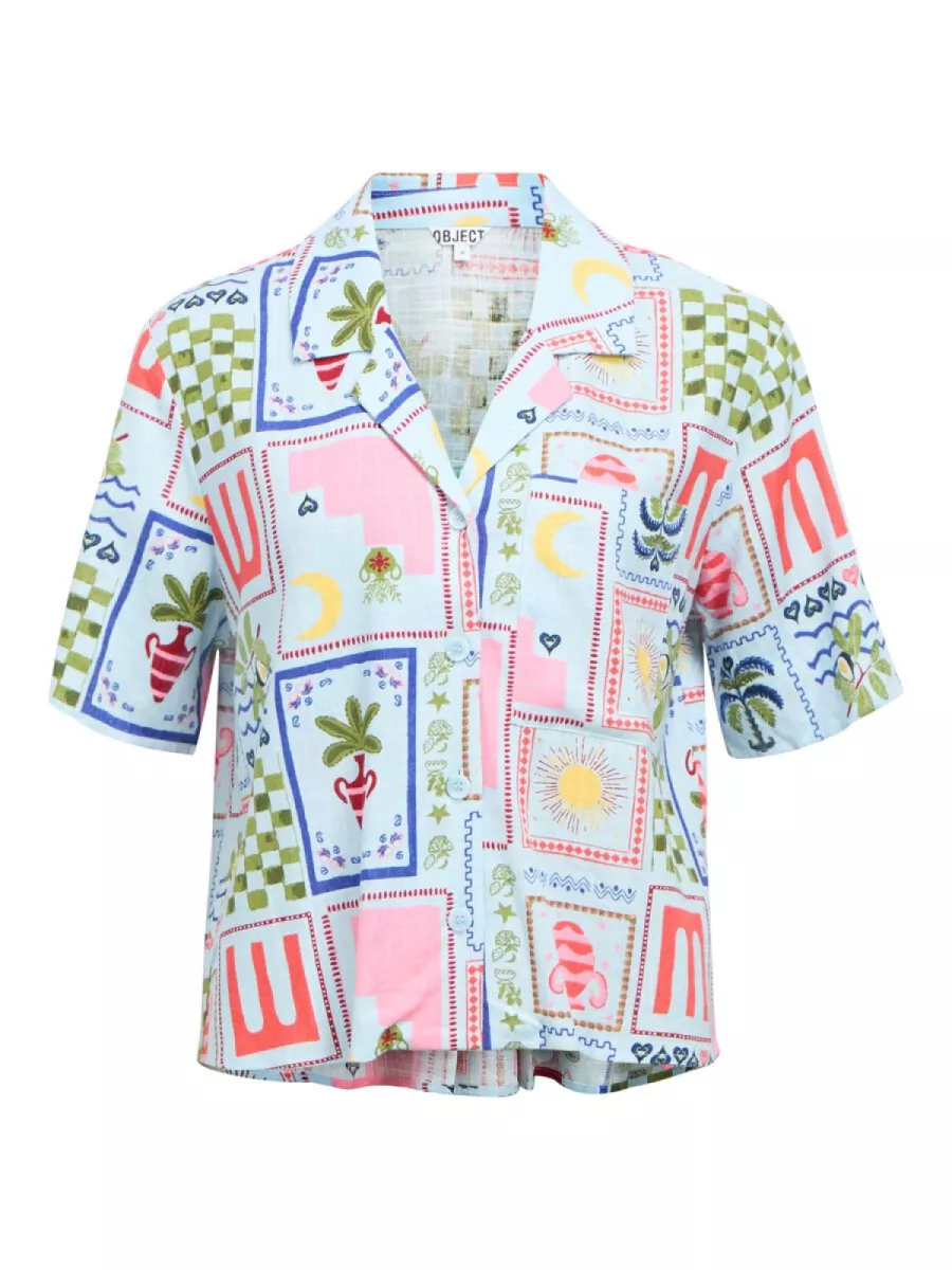 OBJECT-OBJEDIE S/S RE SHIRT 144-23048759-Winter Sky-BLAUW COMBINATIE
