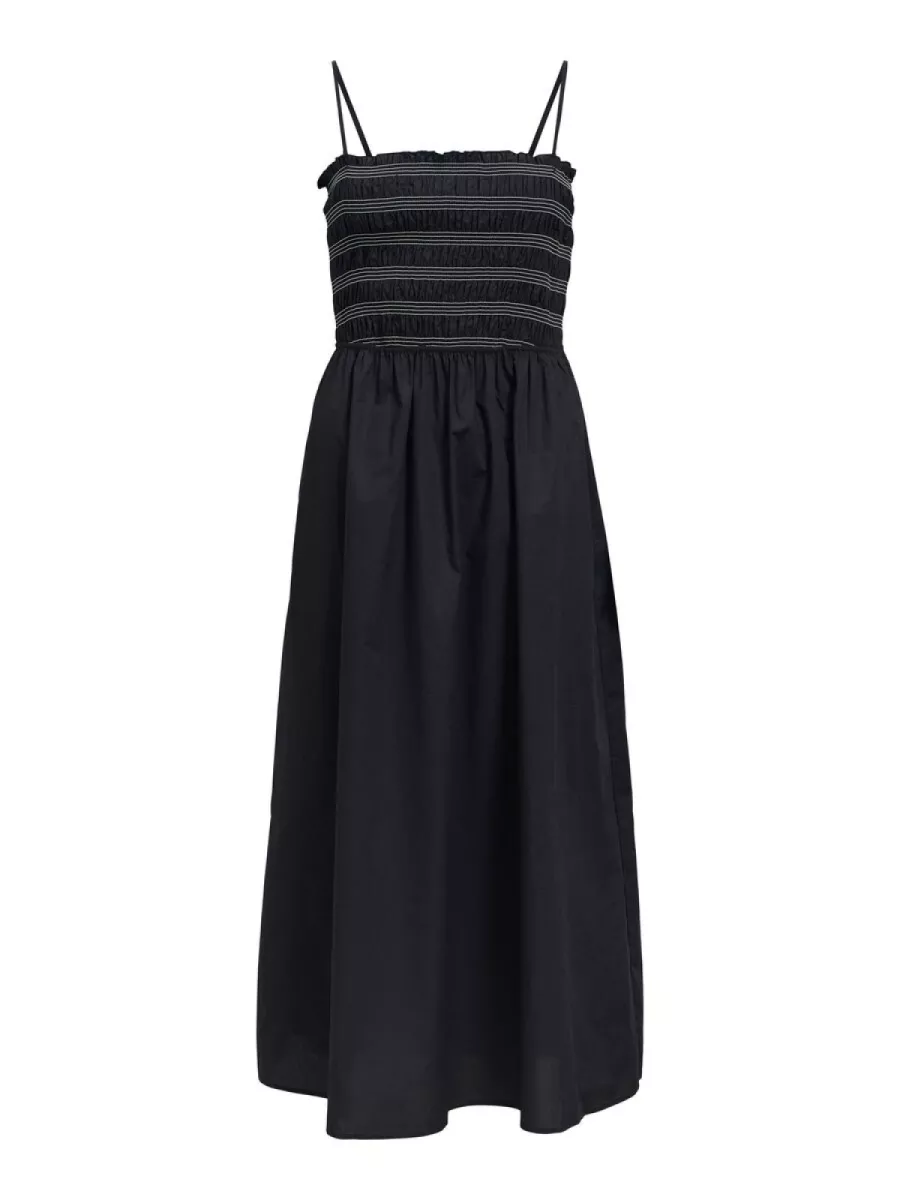 OBJECT-OBJELLY HOPE S/L RE SMOCK MIDI DRES-23048707-Black-BLACK