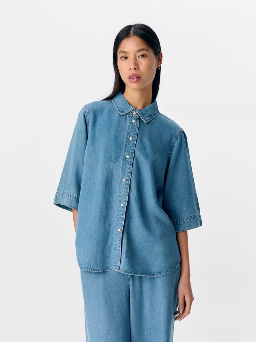 OBJECT-OBJFRAME 2/4 RE DENIM TOP NOOS-23046164-Light Blue-LICHT DENIM