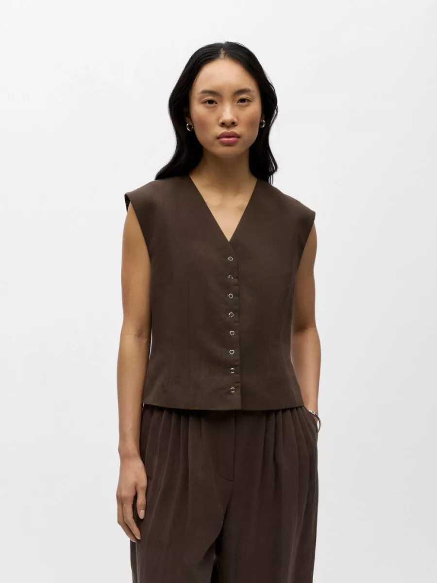 OBJECT-OBJMOLLY S/L RE WAISTCOAT NOOS-23048791-Seal Brown-BRUIN