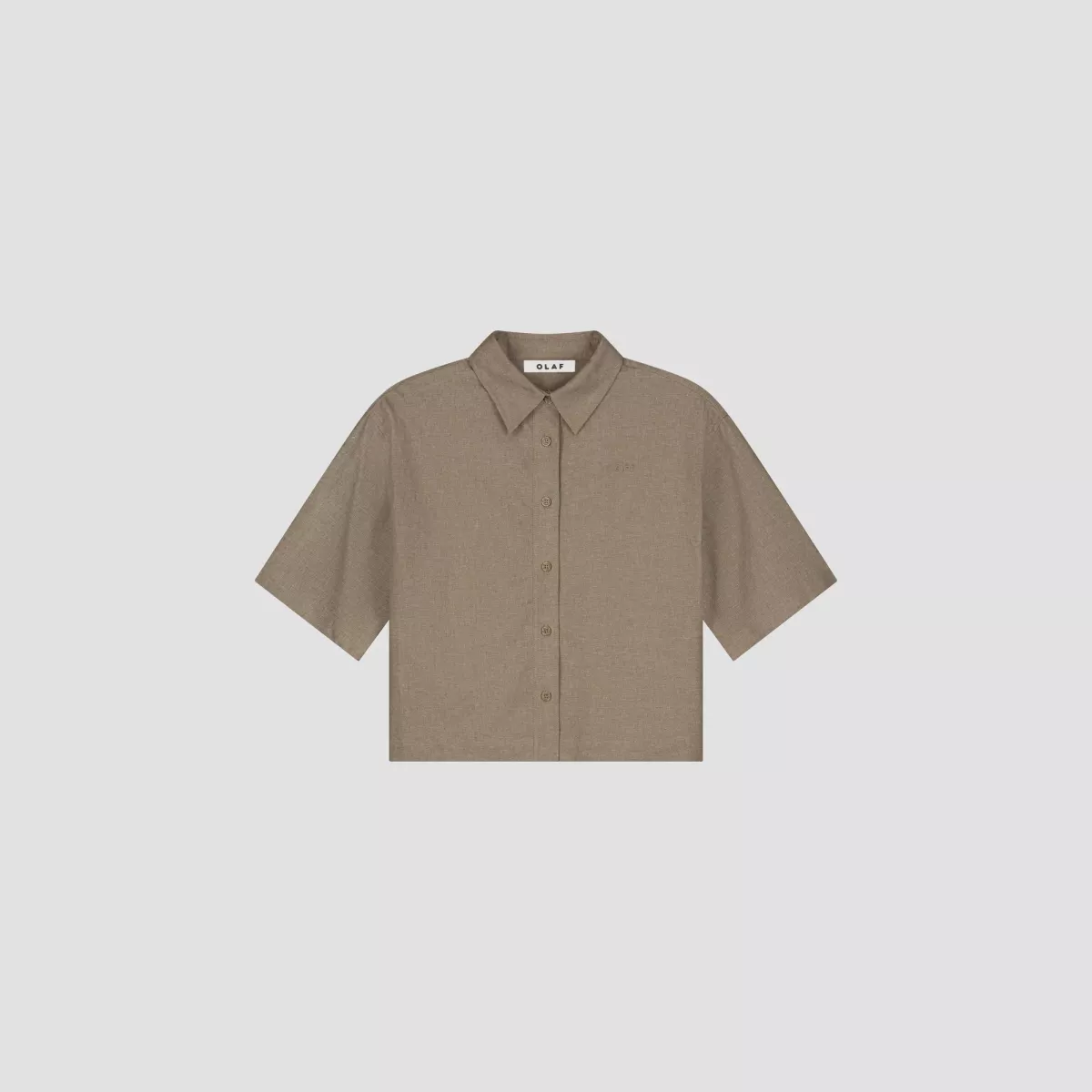 Olaf-Linen short sleeve shirt-W240307-Taupe-TAUPE