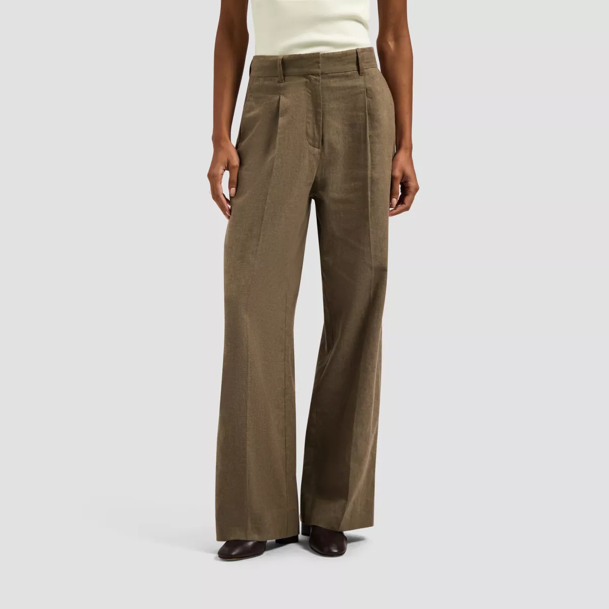 Olaf-Linen tailored trousers-W240408-Taupe-TAUPE