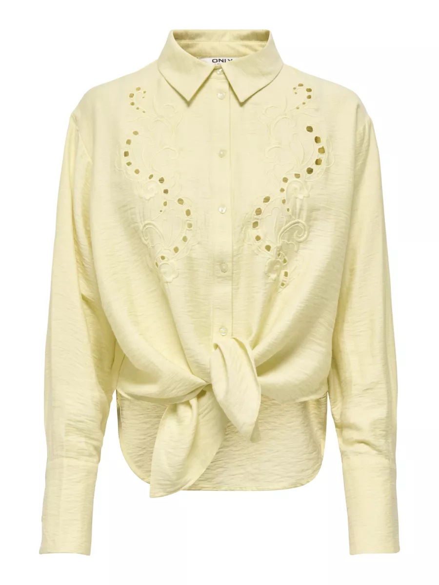 ONLY-ONLBIRONA LINO L/S TIE SHIRT WVN SU-15365768-Sunlight-GEEL
