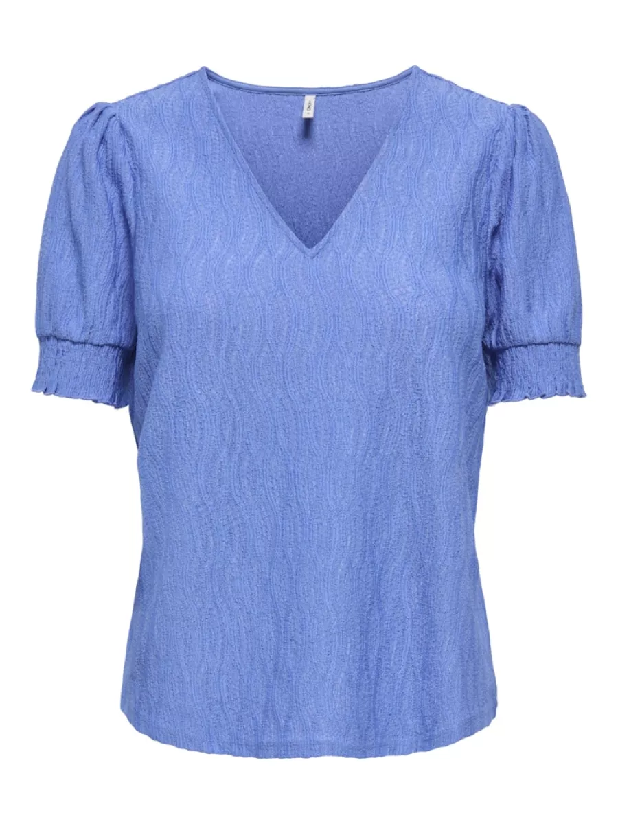 ONLY-ONLDIANA S/S V-NECK TOP CS JRS-15377884-Ultramarine-MARINE