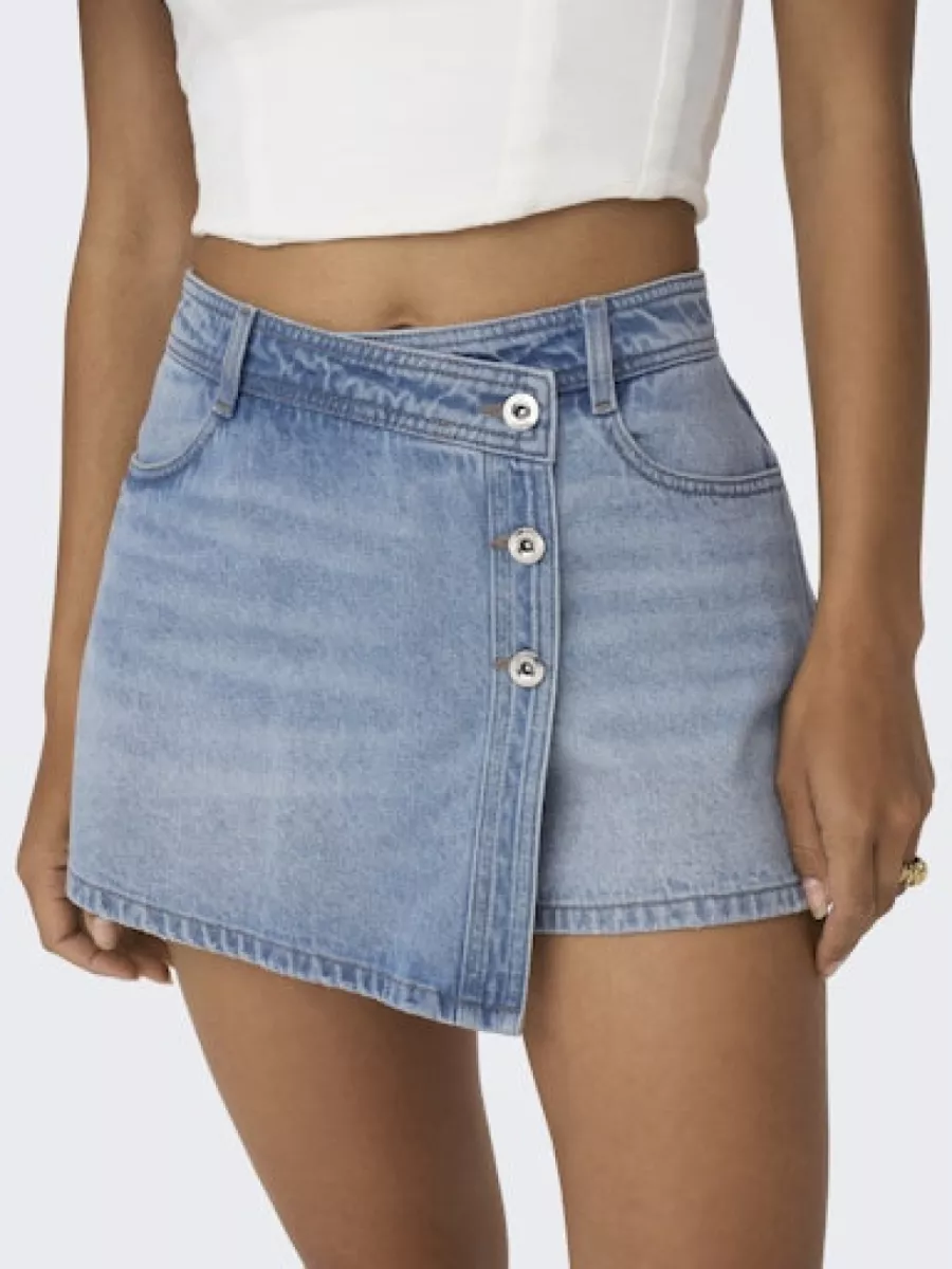 ONLY-ONLLESLY REG LB DNM SKORT BJ NOOS-15256608-Light Blue Denim-LICHT DENIM