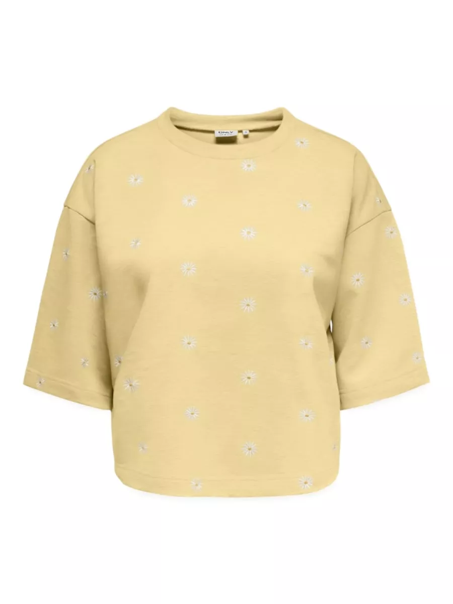 ONLY-ONLLUNA 3/4 O-NECK UB SWT-15371345-Sunlight-GEEL