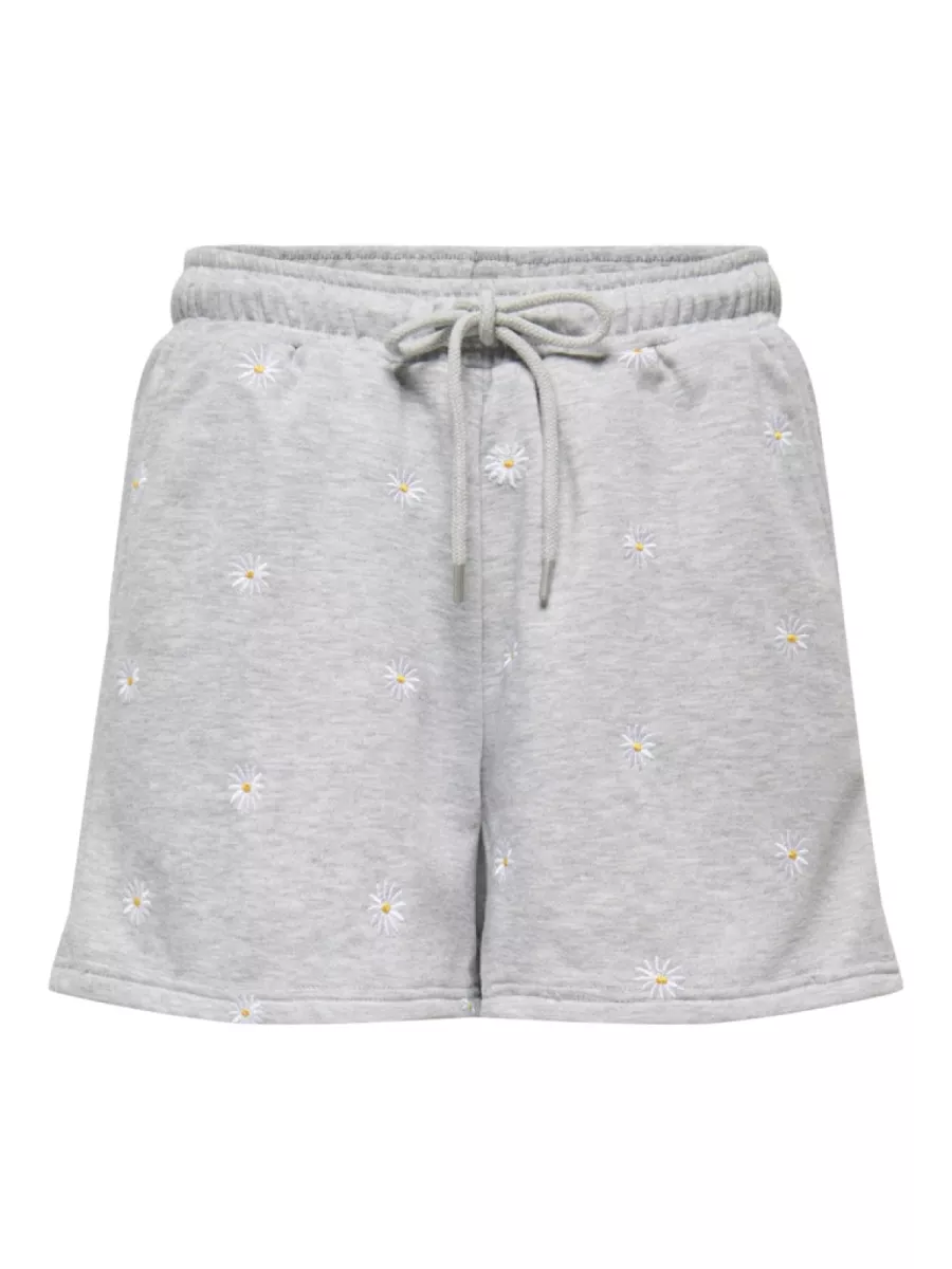 ONLY-ONLLUNA BERMUDA SHORTS UB SWT-15371343-Light Grey Melange-LICHT-/PAREL GRIJS