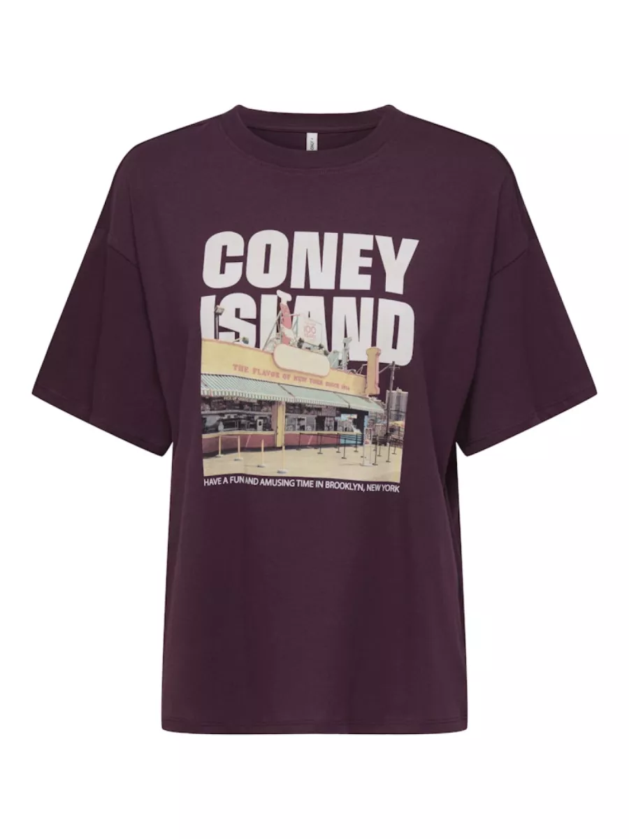 ONLY-ONLMILA S/S PRINT BOX JRS-15372177-Grape Wine Mila Coney Island-BORDEAUX