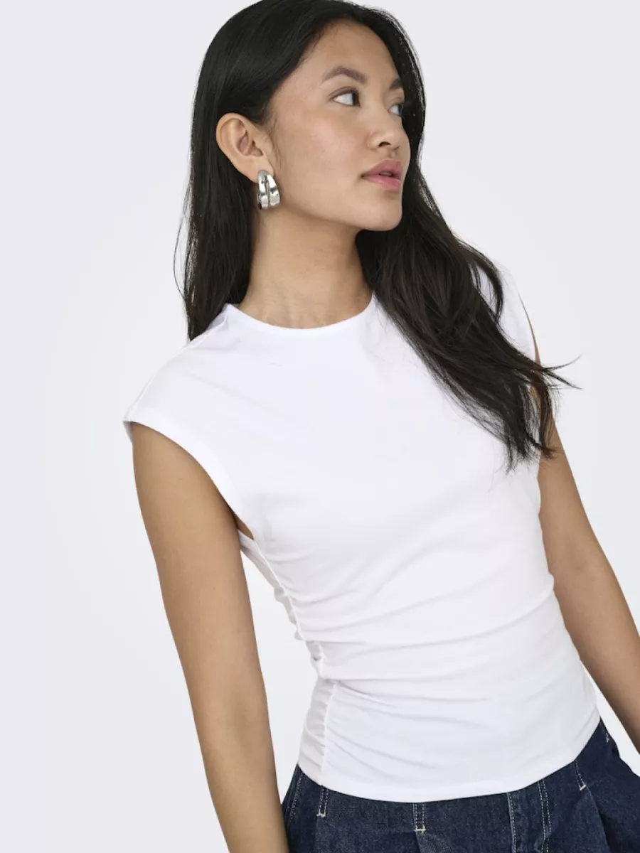 ONLY-ONLMIRA CAPSL RUCHING TOP JRS NOOS-15367938-White-WIT