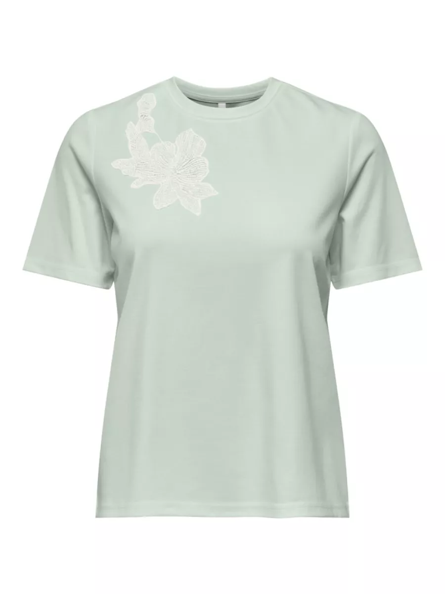 ONLY-ONLSOPHIA S/S EMBROIDERY T-SHIRT BO-15368560-Green Lily-GROEN