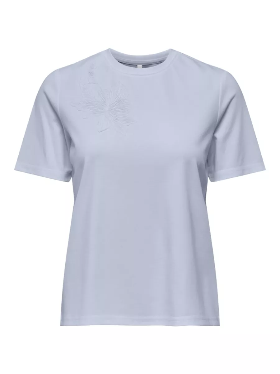 ONLY-ONLSOPHIA S/S EMBROIDERY T-SHIRT BO-15368560-Soft Chambray-LICHT BLAUW