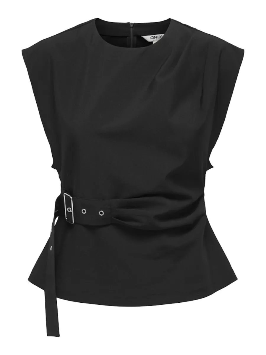 ONLY-ONLTERRA S/L BELT TOP WVN SUD-15366904-Black-BLACK