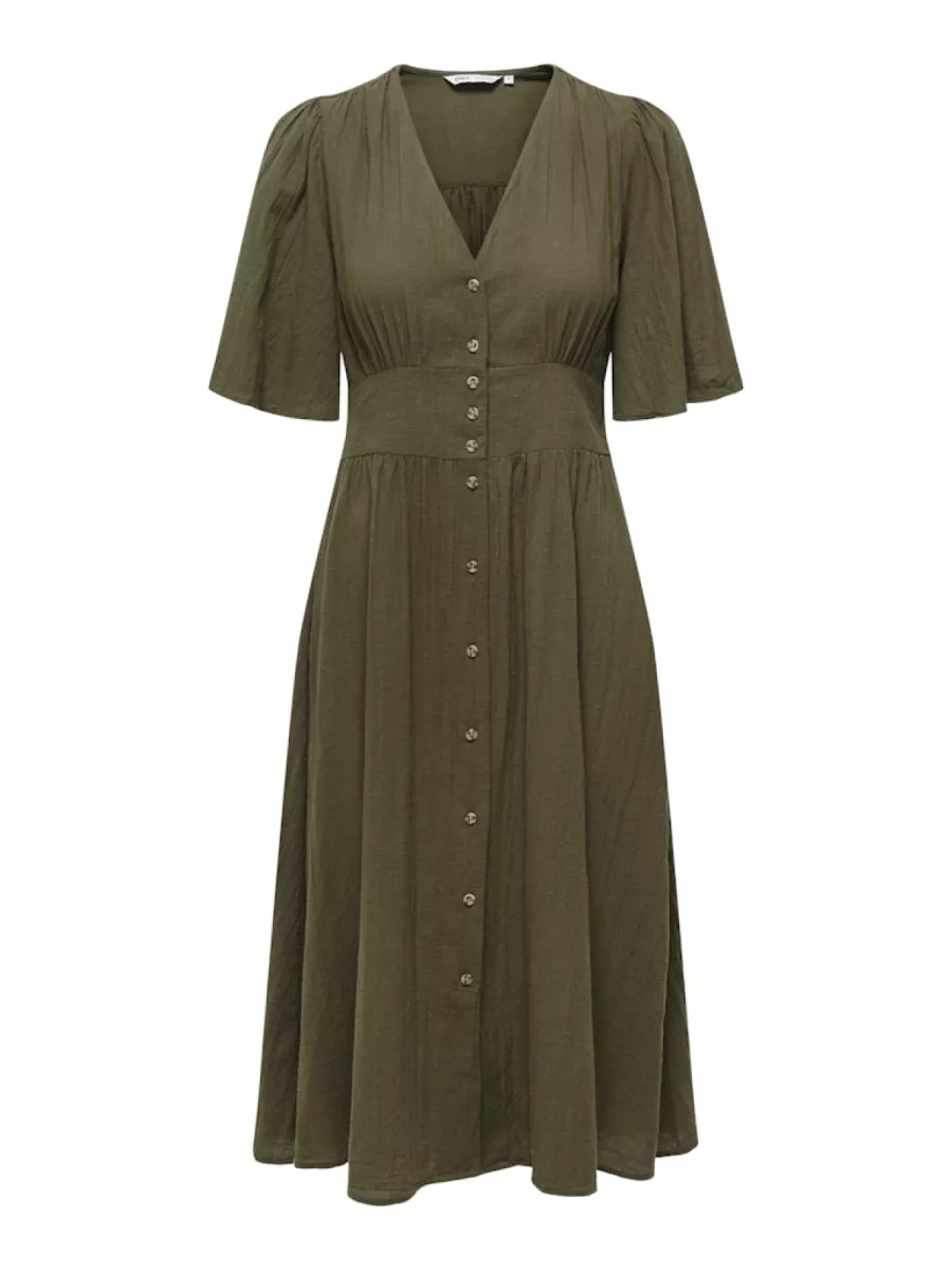 ONLY-ONLTIZANA 2/4 MIDI DRESS WVN NOOS-15373535-Grape Leaf-GROEN