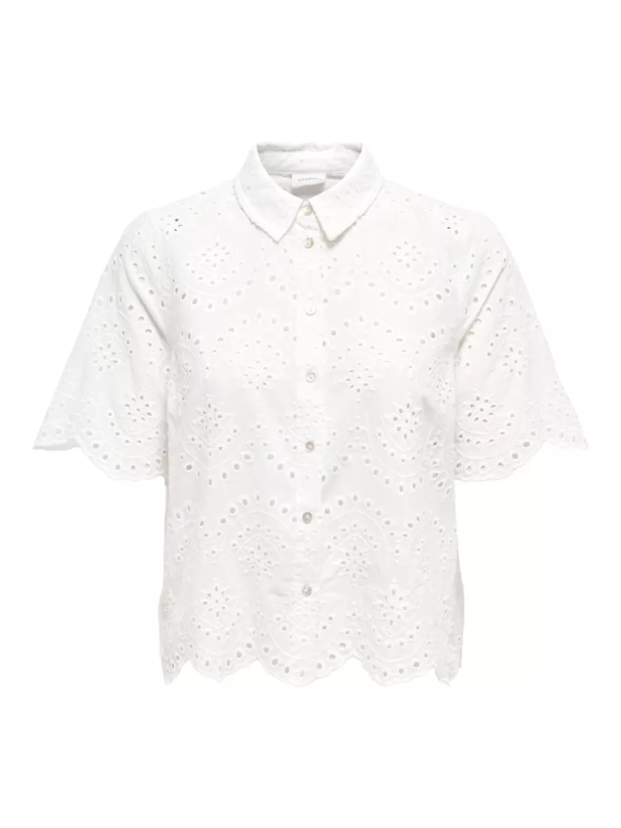 ONLY-ONLVALAIS S/S SHIRT WVN NOOS-15351106-Cloud Dancer-CREME