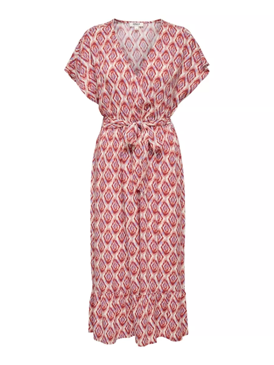 ONLY-ONLZILLA ADELE LIFE SS LONG DRESS W-15357778-Equestrian Red-ROOD