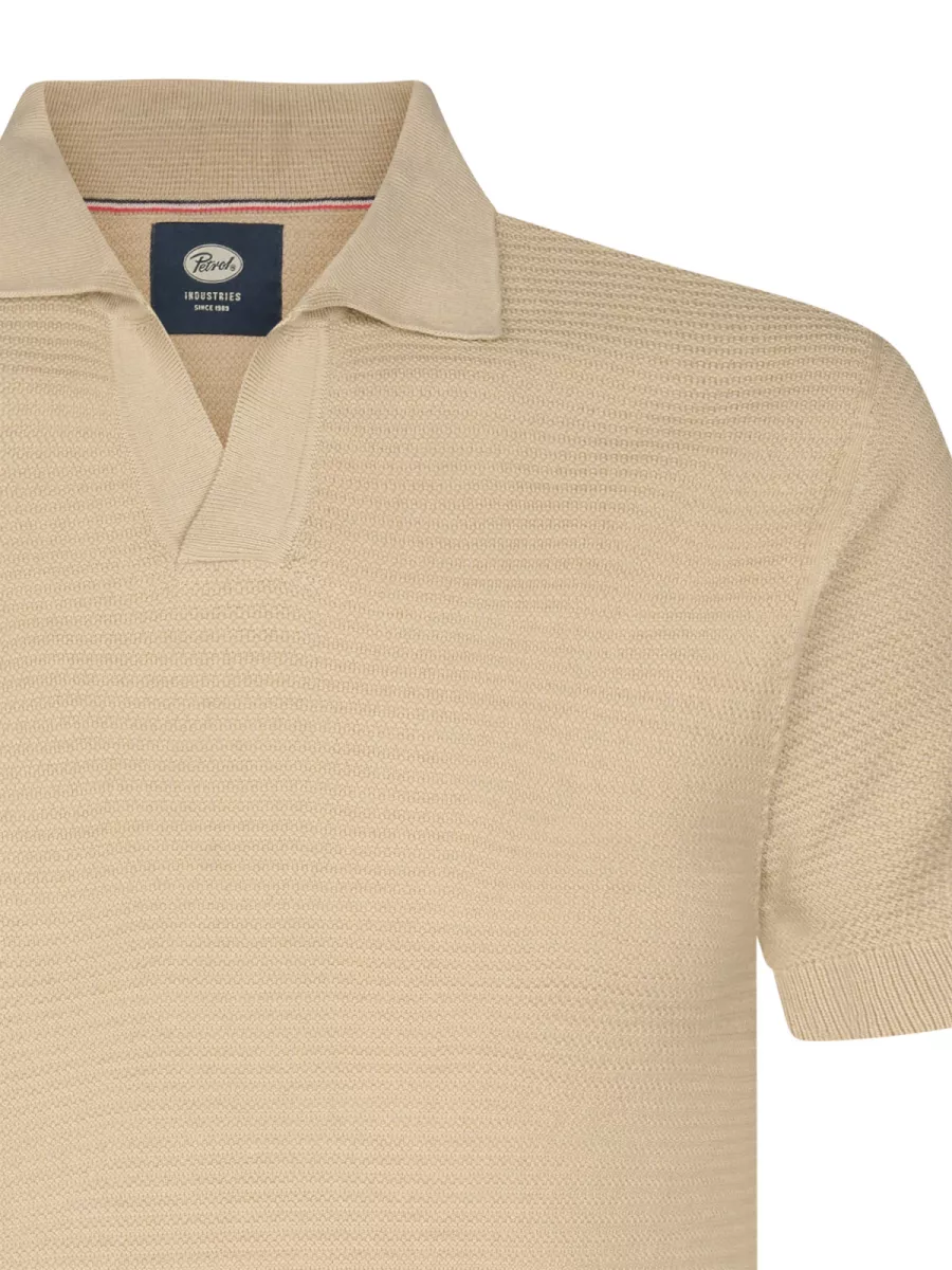 PETROL INDUSTRIES-Men Knitwear Polo-M-1060-KWC205-7130 Light tan-LICHT BRUIN