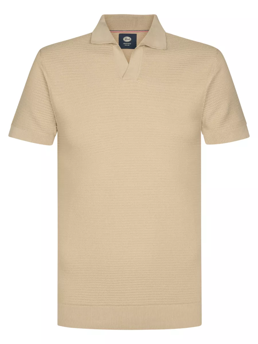 PETROL INDUSTRIES-Men Knitwear Polo-M-1060-KWC205-7130 Light tan-LICHT BRUIN