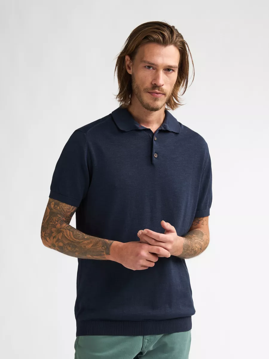 PETROL INDUSTRIES-Men Knitwear Polo-M-1060-KWC207-5178 Navy blue-NAVY