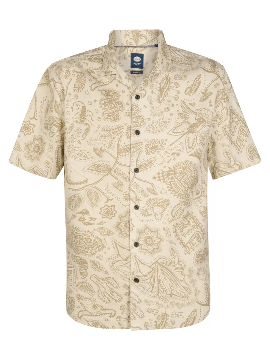 PETROL INDUSTRIES-Men Shirt Short Sleeve AOP-M-1060-SIS411-0112 Seashell-OFF WHITE