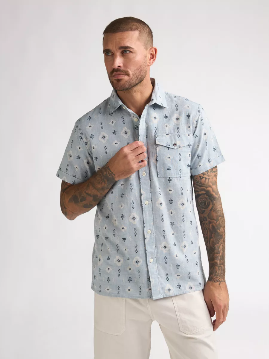 PETROL INDUSTRIES-Men Shirt Short Sleeve AOP-M-1060-SIS412-5195 Marble blue-BLAUW