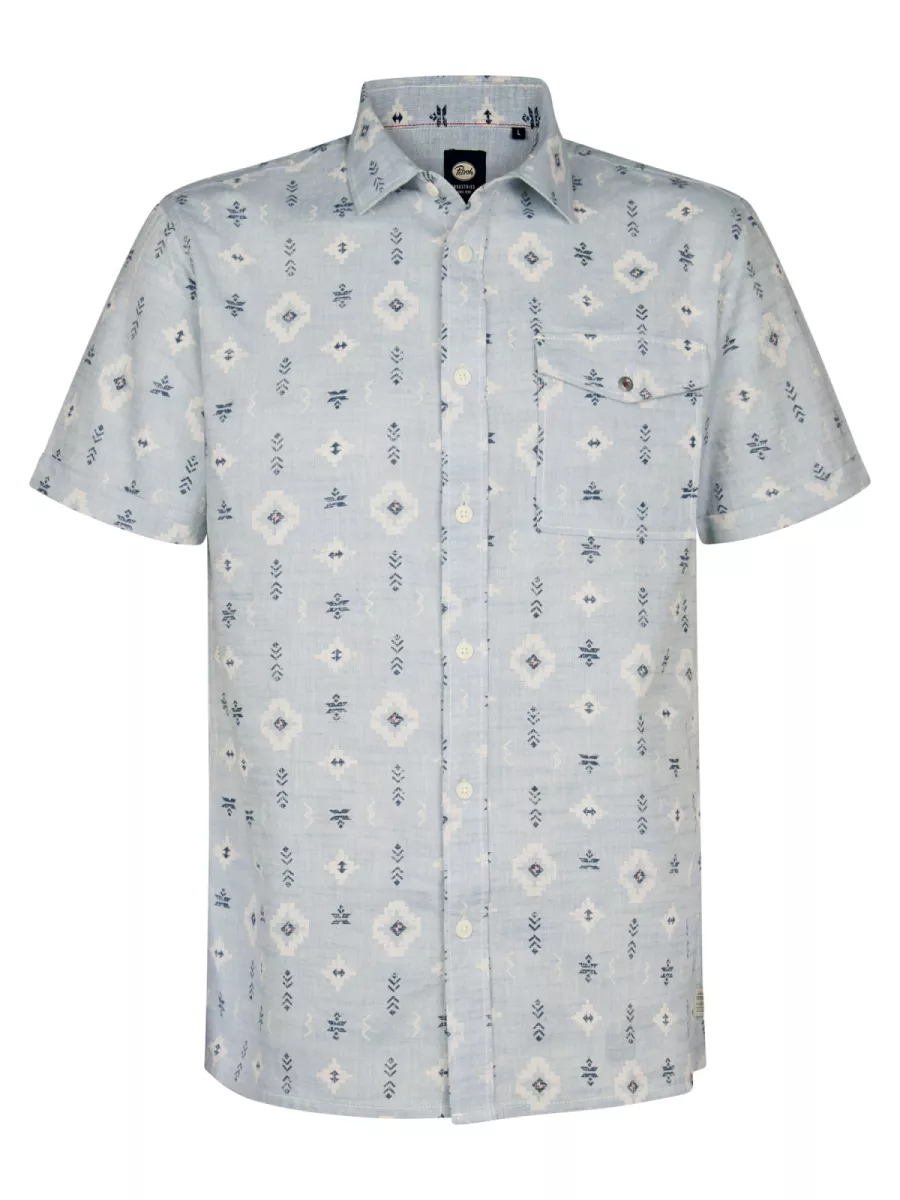 PETROL INDUSTRIES-Men Shirt Short Sleeve AOP-M-1060-SIS412-5195 Marble blue-BLAUW