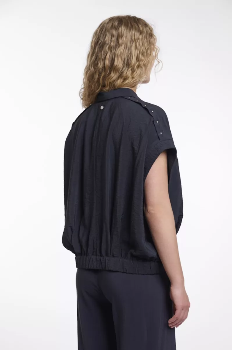 RINO & PELLE-Bocy Capsleeve Top With Pleats In Waist-Imela.7002621-Dark Navy-NAVY