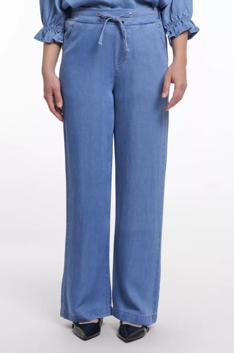 RINO & PELLE-Regular Length Wide Pants-AnetteRegular.7002621-Washed Blue-BLUE