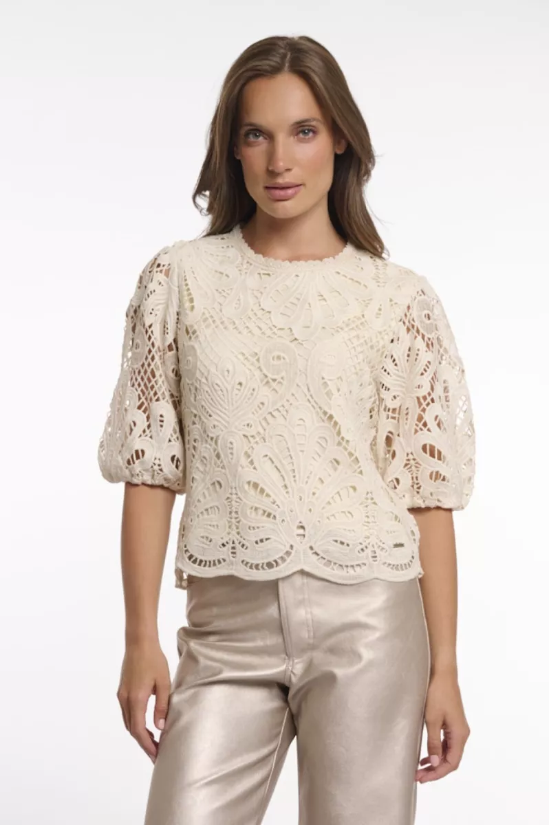 RINO & PELLE-Short Balloon Sleeve Top-Chantalle.7002622-Birch-CREME