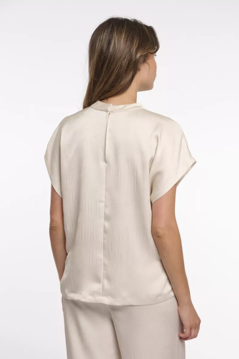 RINO & PELLE-Short Sleeve Top With High Neck-Esai.7002622-Birch-OFF WHITE