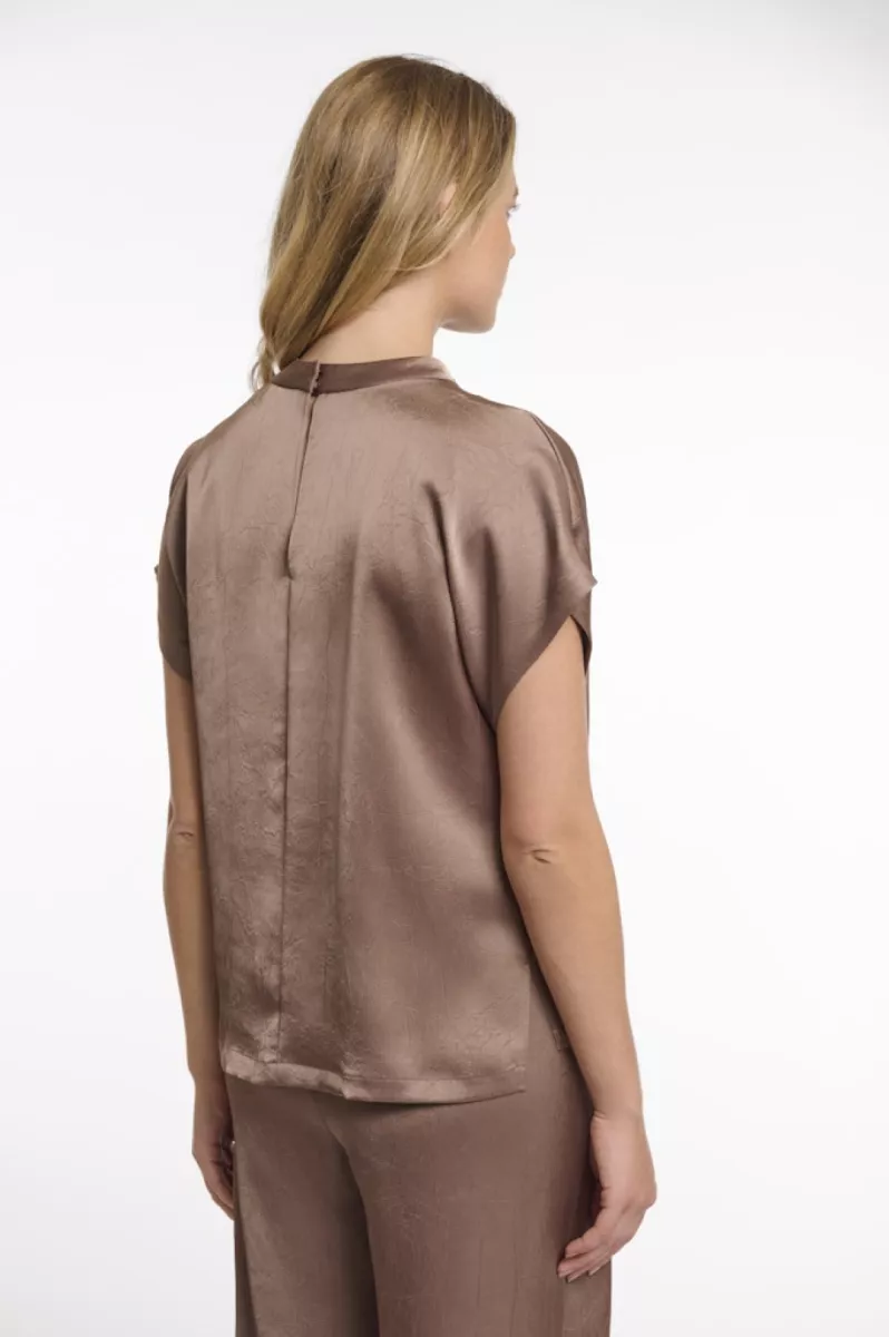 RINO & PELLE-Short Sleeve Top With High Neck-Esai.7002622-Slate Bark-TAUPE