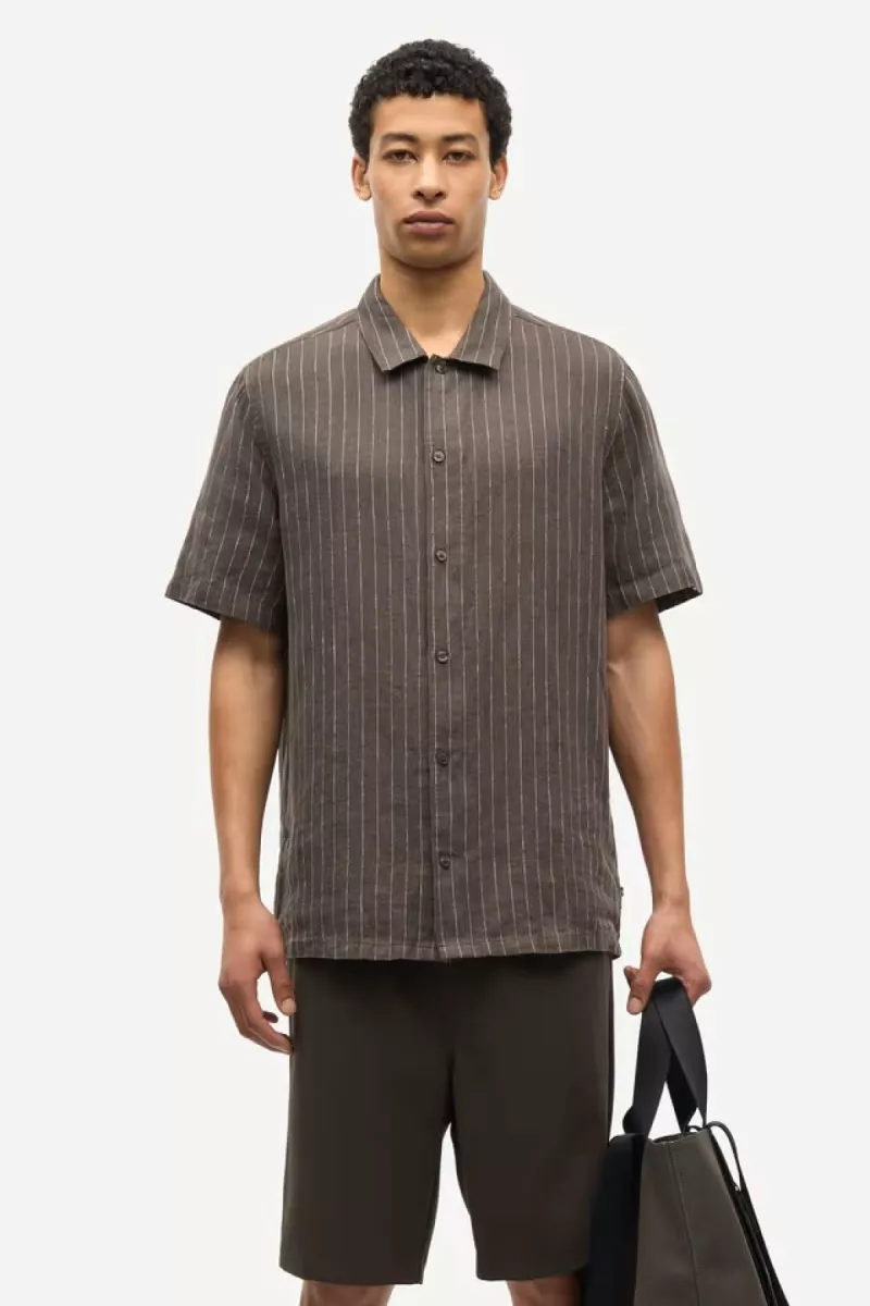 Samsoe Samsoe-Saavan JX shirt 14329-M24100052-CLR002576 Black olive stripe-OLIJF