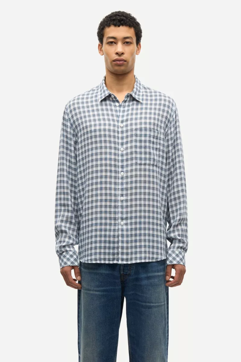 Samsoe Samsoe-Saryan j shirt 15566-M25100051-CLR002555 Blue check-BLAUW