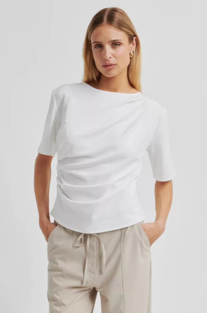 Second Female-Shirt KM-Ulina Drape Tee-1001 White-WIT