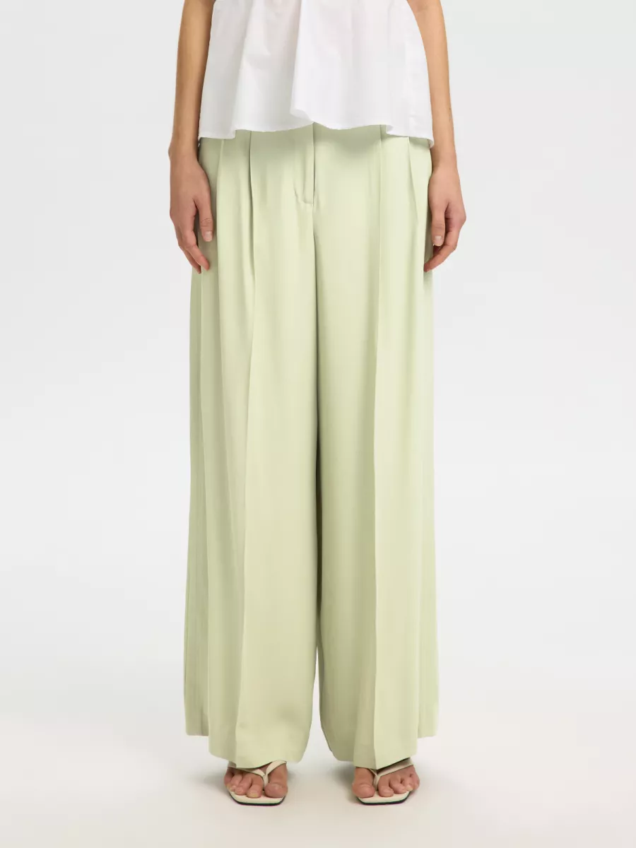 Selected Femme-SLFEXTRA WIDE ELLIE HW PANT-16100515-Lint-GROEN