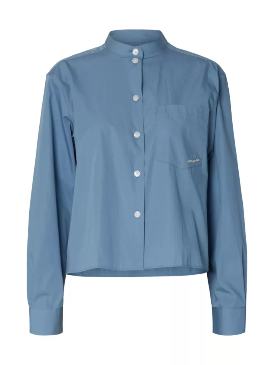 Selected Femme-SLFHOTEL AMOUR RELAXED LS SHIRT-16100576-Dusty Blue-BLUE