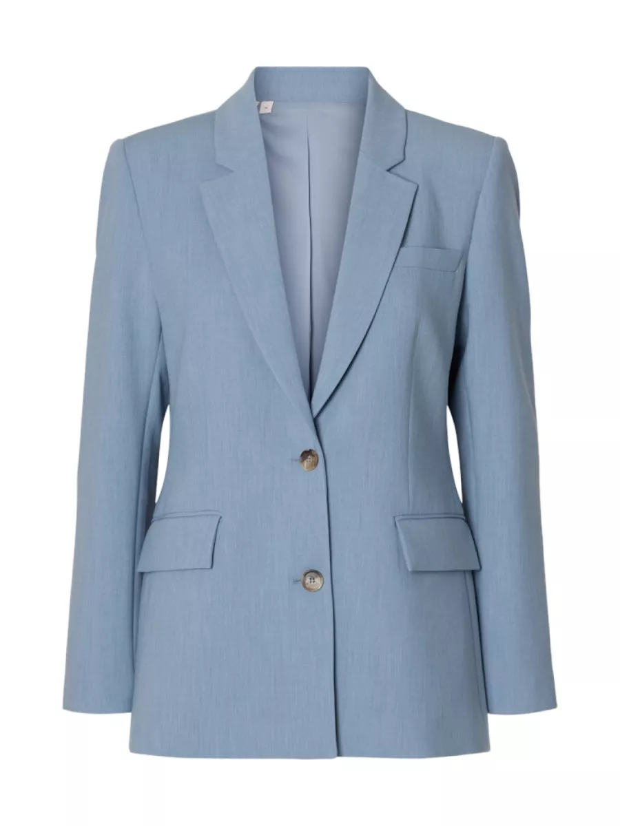 Selected Femme-SLWRITA LS CLASSIC BLAZER MEL NOOS-16094203-Dusty Blue-BLUE