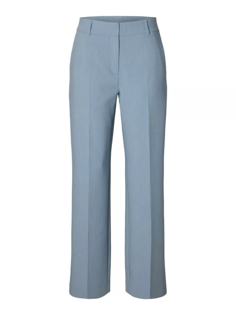 Selected Femme-SLWRITA MW WIDE PANT MEL NOOS-16094206-Dusty Blue-BLUE