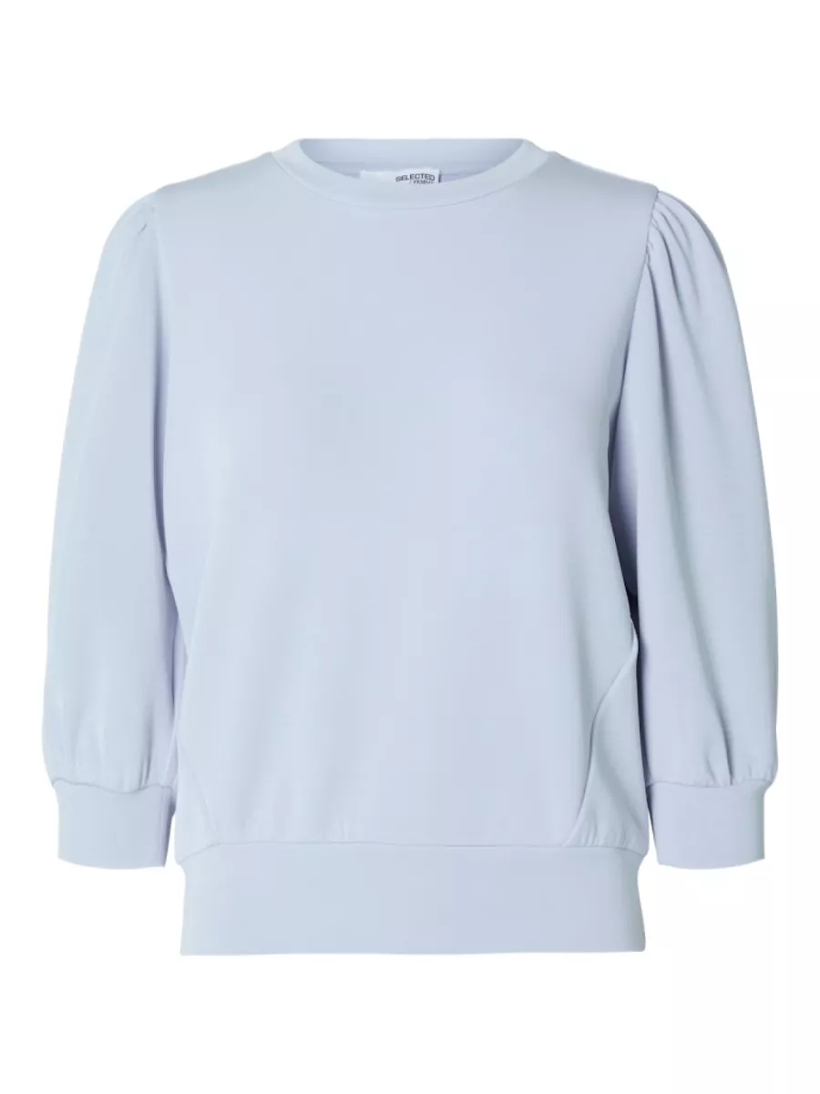 Selected Femme-SLWTENNY 3/4 SWEAT TOP NOOS-16082379-Cashmere Blue-LICHT BLAUW
