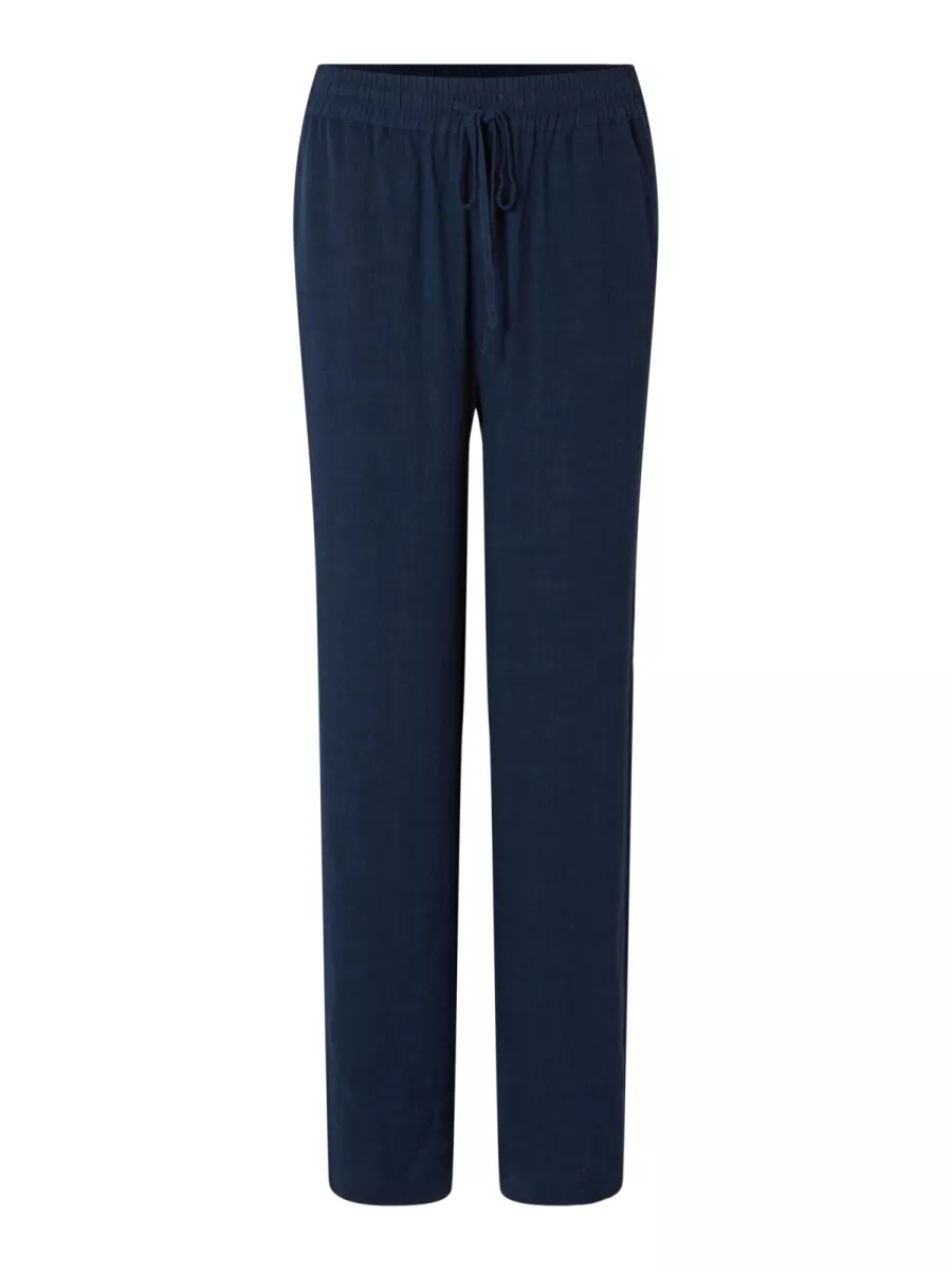 Selected Femme-SLWVIVA-GULIA HW LONG SUN PANT NOOS-16089062-Dark Sapphire-BLAUW